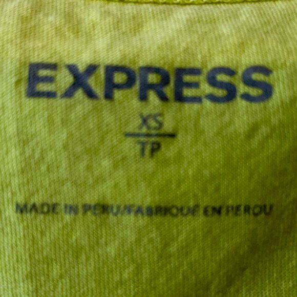 🔥 Express | Neon Yellow Scoop Neck Jersey Knit Pocket Tank Top Sz XS - Picture 2 of 6